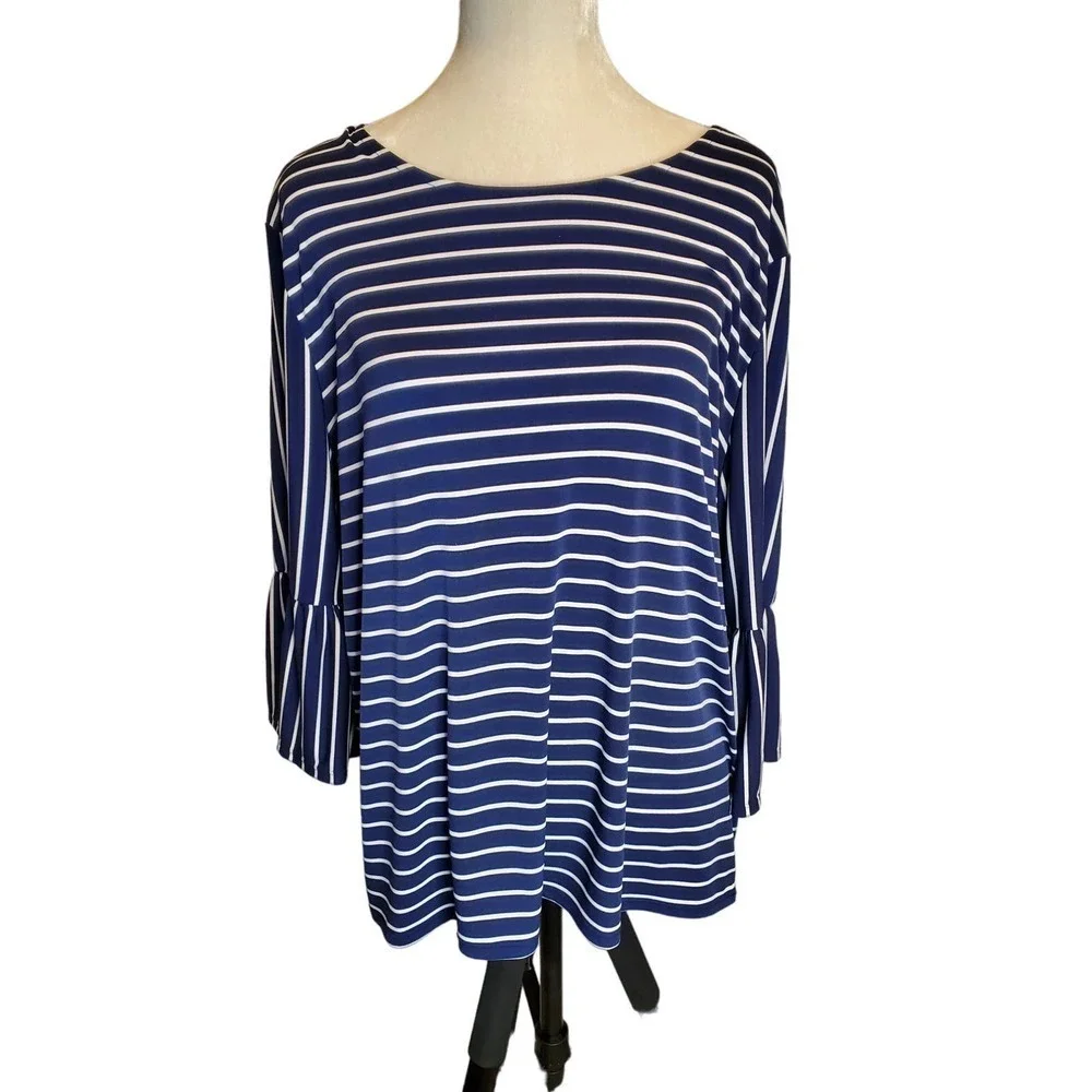 Chico's Stretch Knit‎ Ruffle sleeve top Size 3 XL